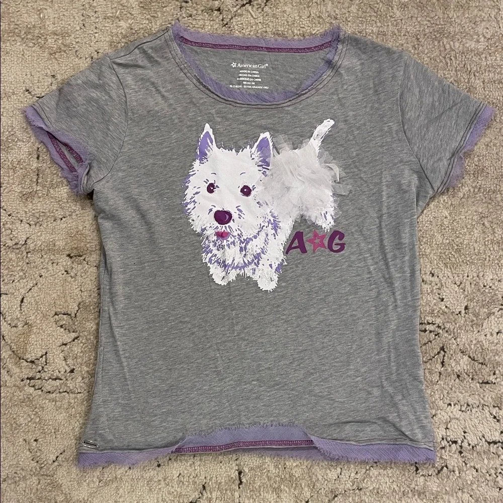 American Girl Gray and Purple Dog Tee